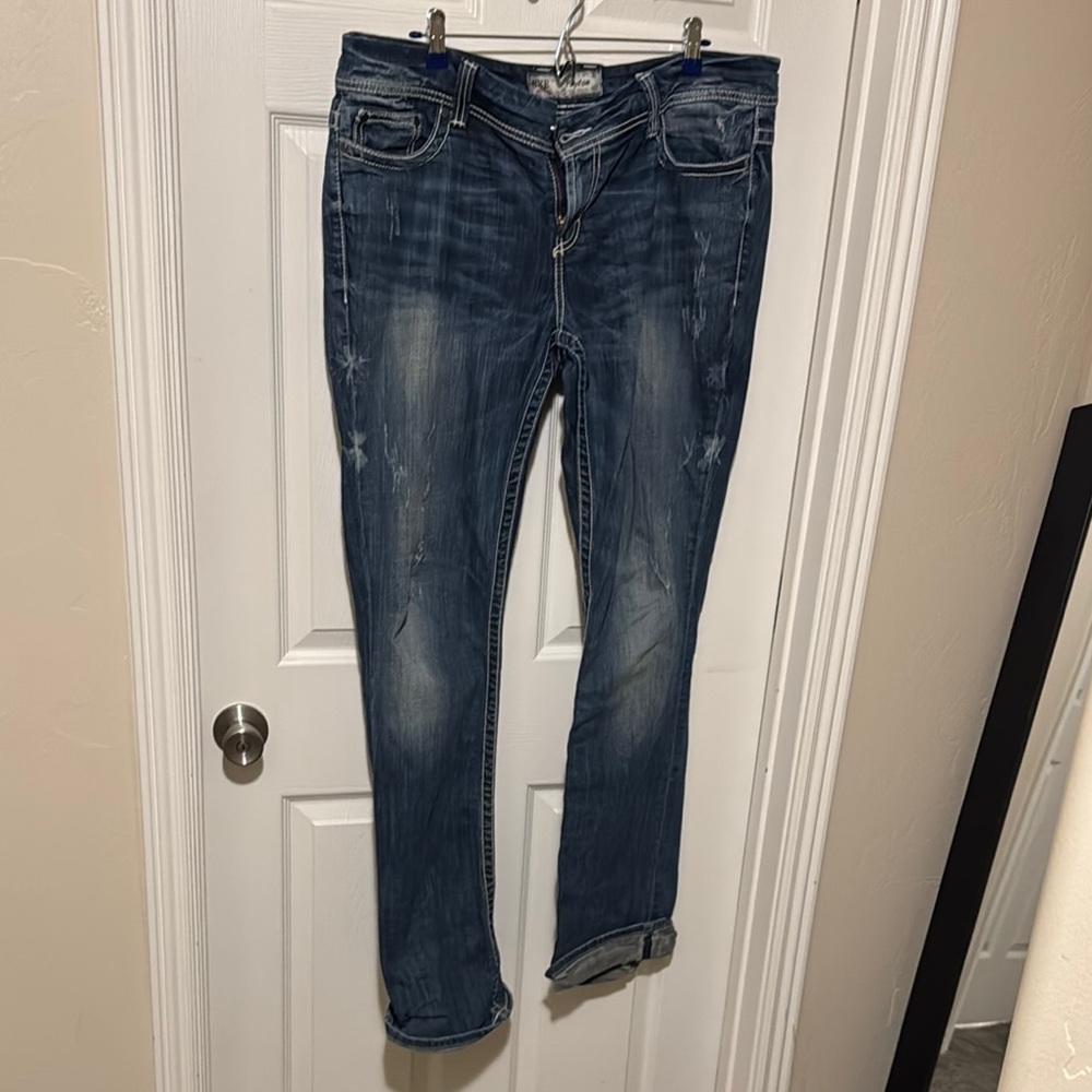 BKE Straight Leg Blue Jeans with Vintage Wash